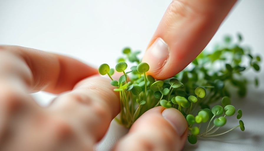 Close-up of microgreens on a white surface, illustrating differences between microherbs and microgreens.