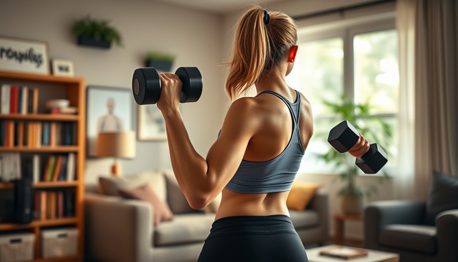 Woman demonstrating posterior chain power exercise at home.