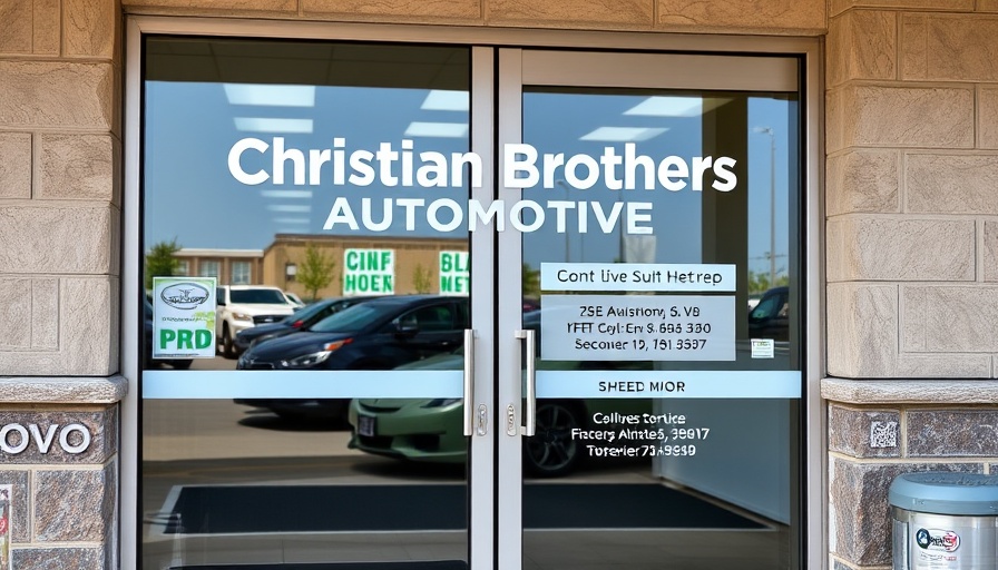 Christian Brothers Automotive Maricopa entrance door with logo and hours.