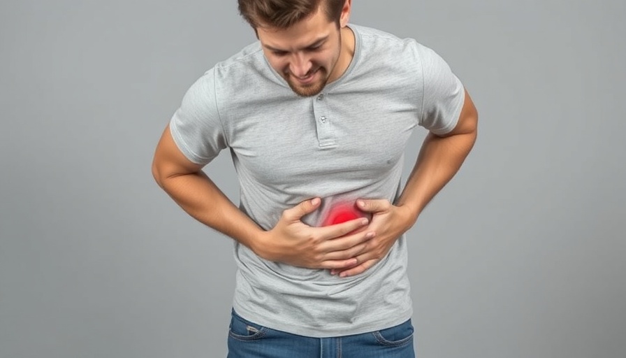 Man clutching stomach in pain, indicating discomfort and TyG Index Diabetes Risk.