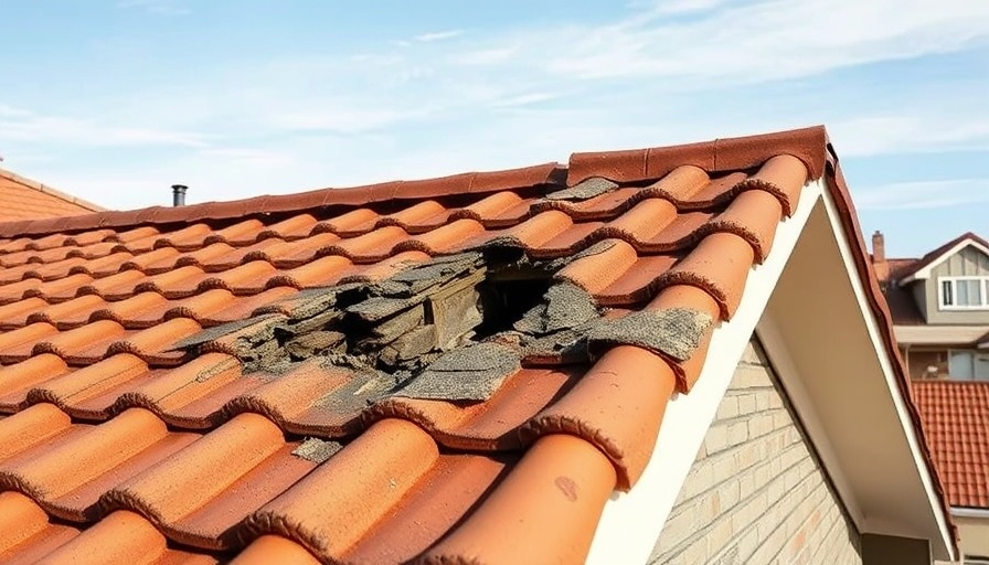 Damaged roof tiles from microburst weather events in Maricopa.