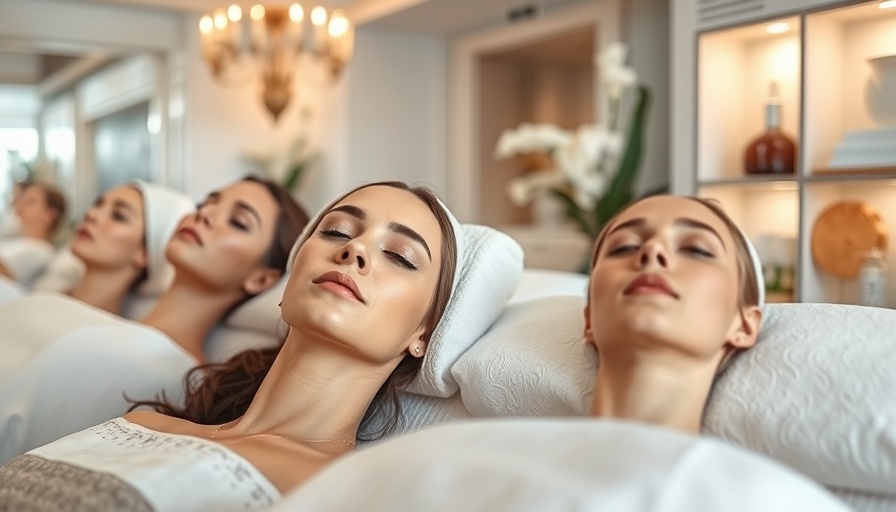 Non-surgical anti-aging treatments collage, serene women in a spa.
