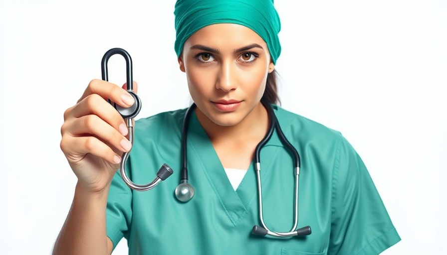 Medical intern with stethoscope and 'SUSPENDED' sign protesting.