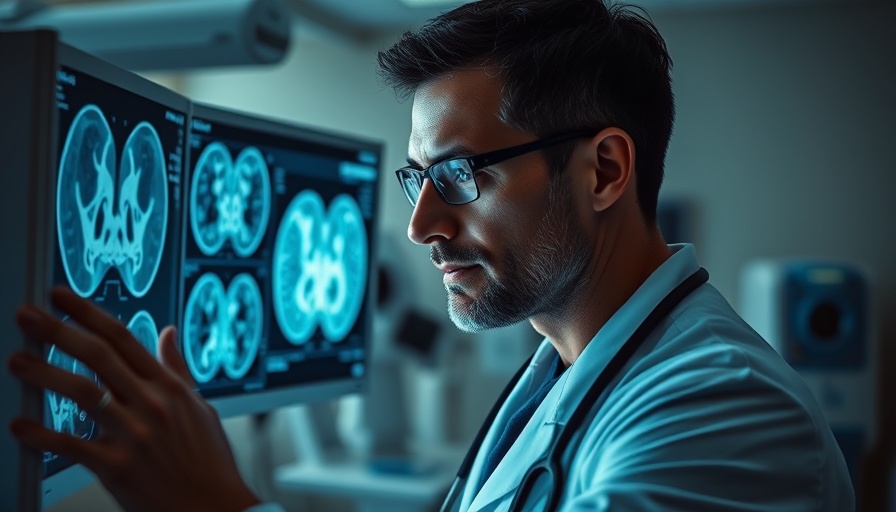 Focused medical professional reviewing CT scans, AI detects pancreatic cancer on CT scans.