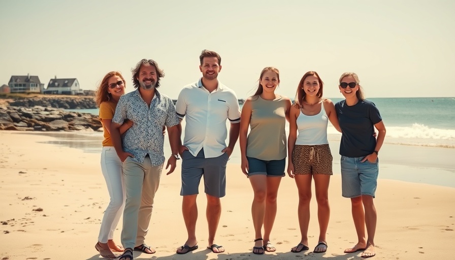 Group celebrating on the beach after Aerin Bowers English Channel swim.