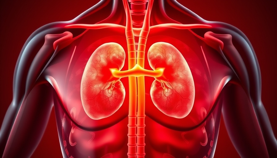 Illustration highlighting kidneys for fluid removal rates AKI study.