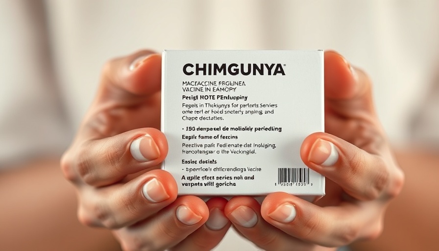 Chikungunya Vaccine Approved box held in hands showcasing label.