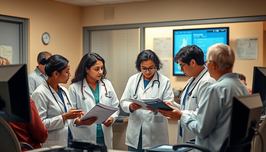 Healthcare professionals in a community health center discussing patient care.