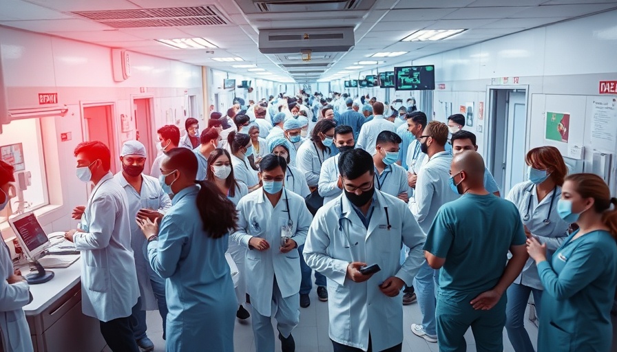 Hospital staff managing a situation in a busy hospital environment