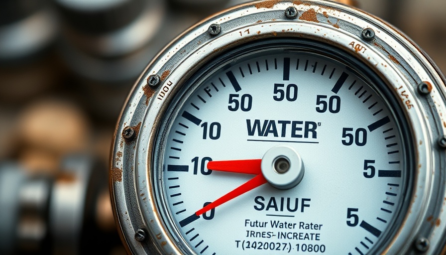 Close-up of a water meter showing increased rates with dollar signs.