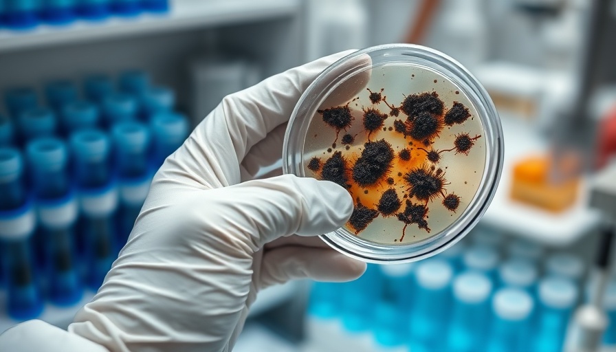 Petri dish with mold cultures in lab, highlighting public health risk.