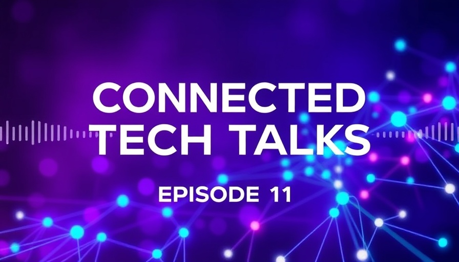 Vibrant technology podcast graphic with digital soundwave and text