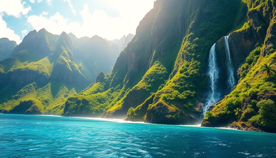 Stunning Hawaiian coastline showcasing lush cliffs and ocean waves, highlighting Hawaii cannabis culture.