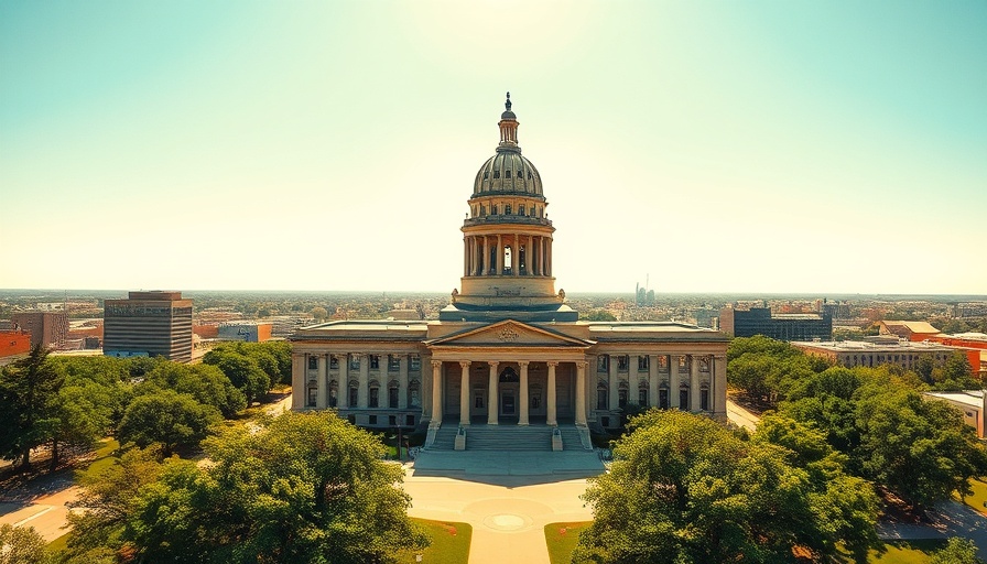 Oklahoma State Capitol building under clear sky representing adult-use marijuana legalization.