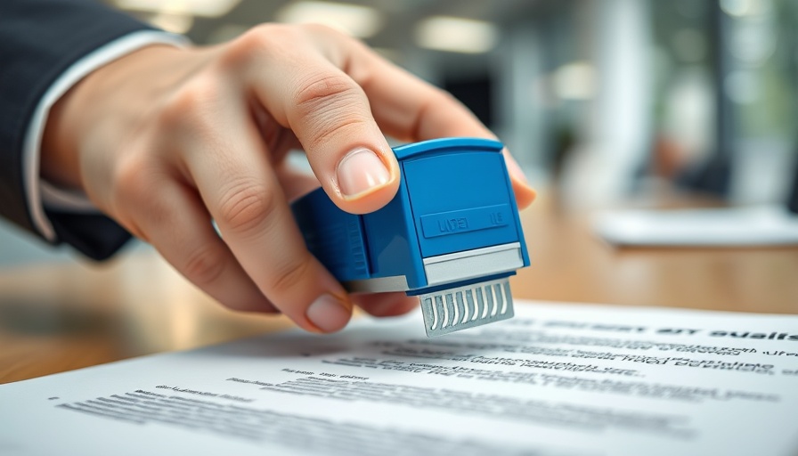 Hand stamping a document, associated with cannabis industry news.