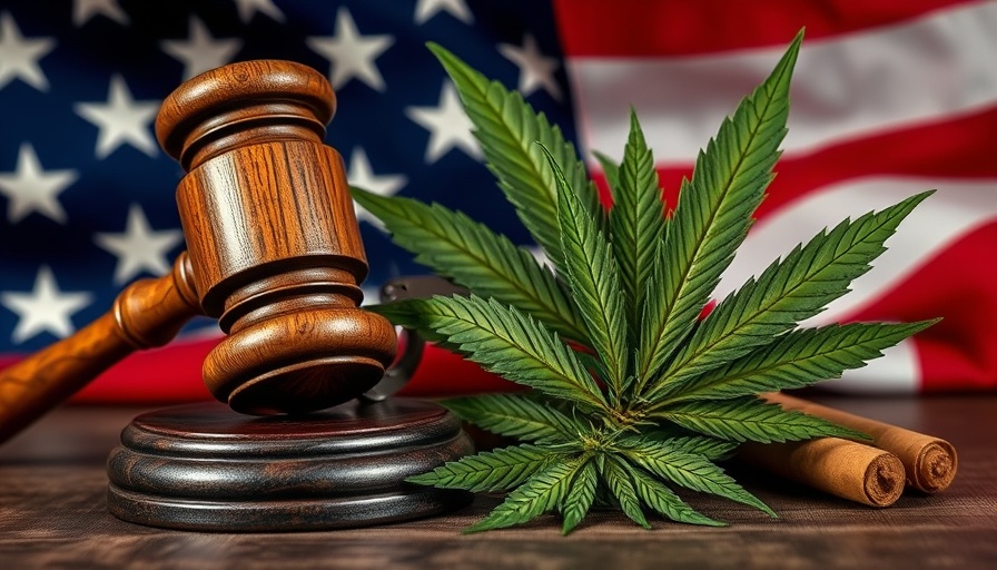 Symbolic image of federal marijuana prohibition with cannabis and legal elements.