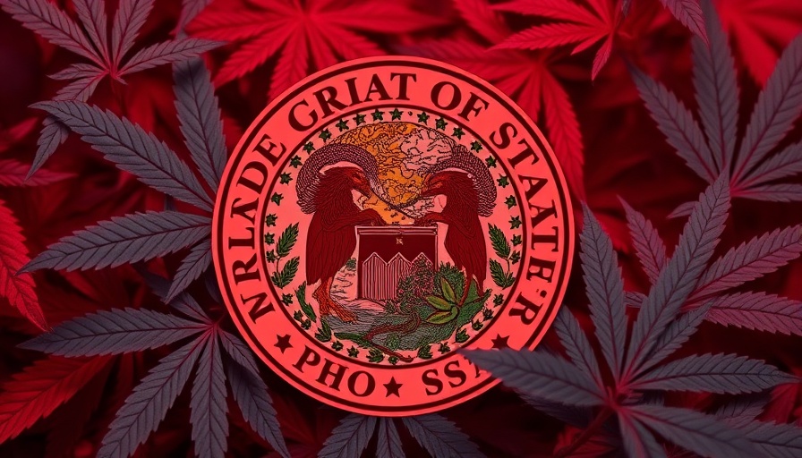 Florida state seal and marijuana leaves.