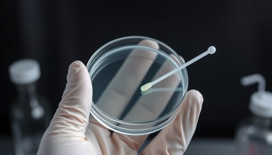 Gloved hand with petri dish in Massachusetts cannabis testing lab.