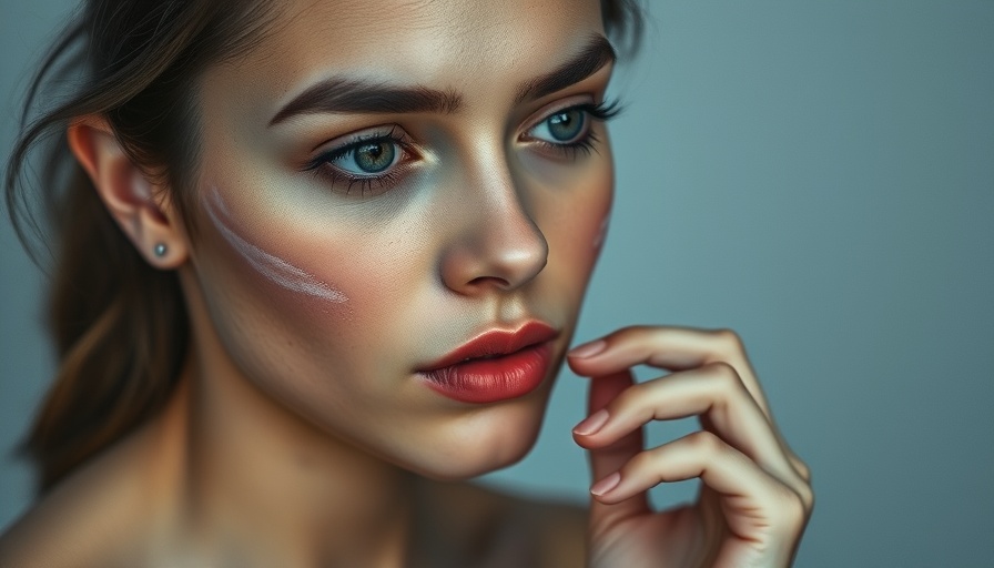 Young woman with surgery markings, reflecting on costs.