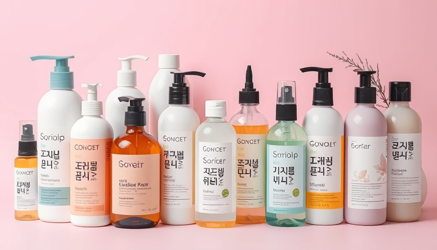 Aesthetic display of Korean hair-care products on pink background.