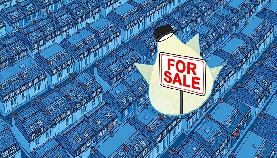 Maricopa housing market illustration with houses and 'FOR SALE' sign.