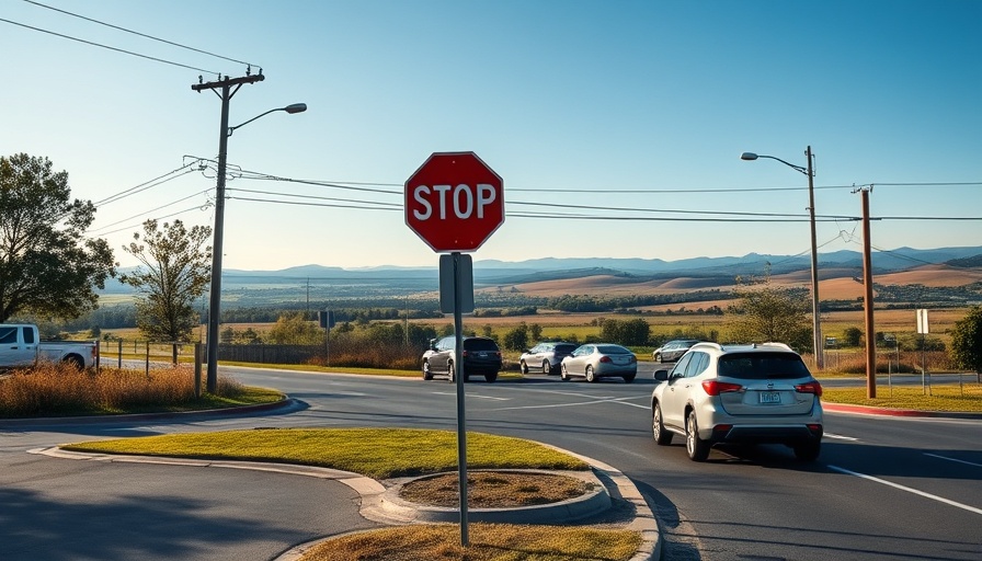 Papago Road traffic paradox at rural intersection with cars.