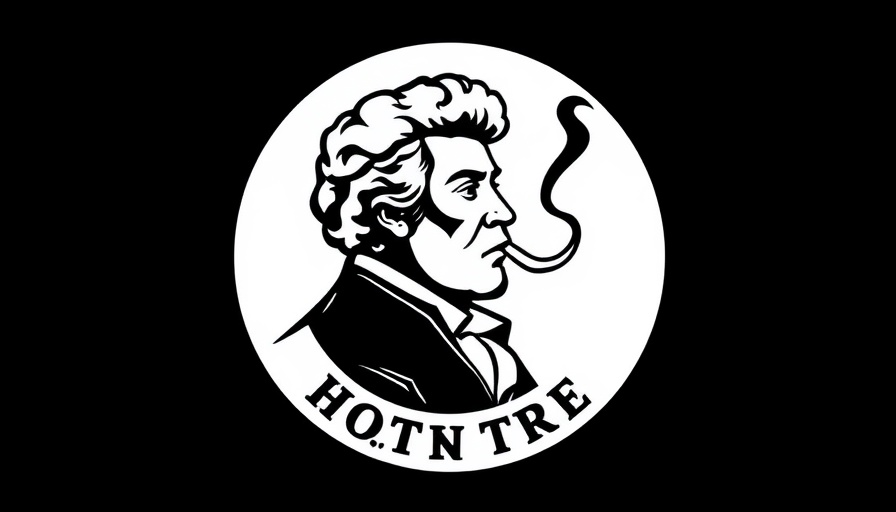 Monochrome badge with silhouette of man smoking, minimalist icon.