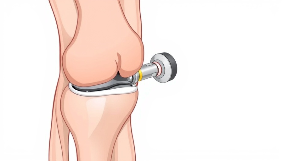 Patellofemoral arthroplasty with Arthrex iBalance, knee implant illustration.