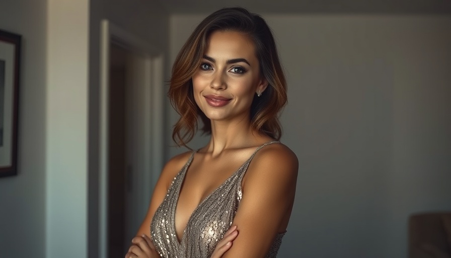 Confident woman discussing cannabis banking indoors, soft lighting.