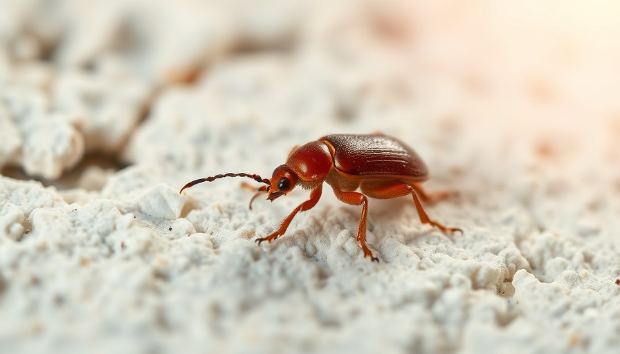 Macro view of brown beetle on rough surface for bubonic plague symptoms and prevention.