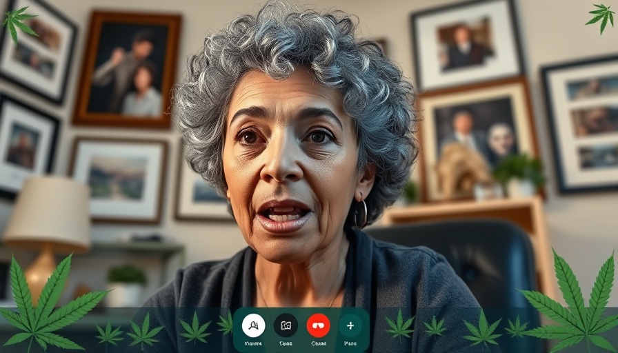 Passionate speaker in a video call about cannabis industry compliance.