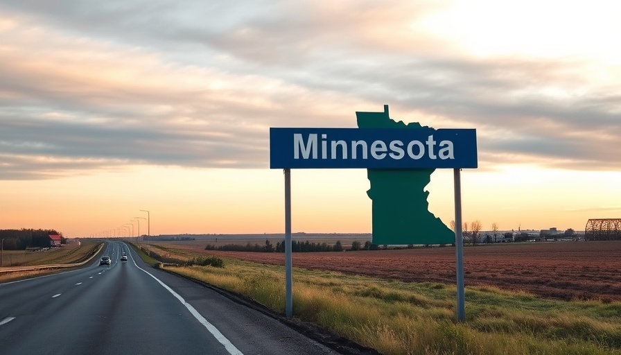 Minnesota state sign at sunset highlighting adult-use marijuana news.