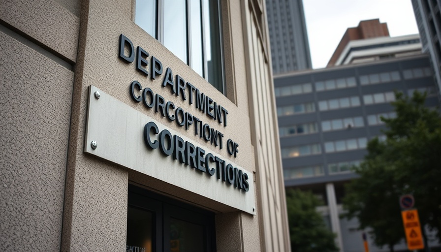 Mistaken inmate release sign outside Department of Corrections.