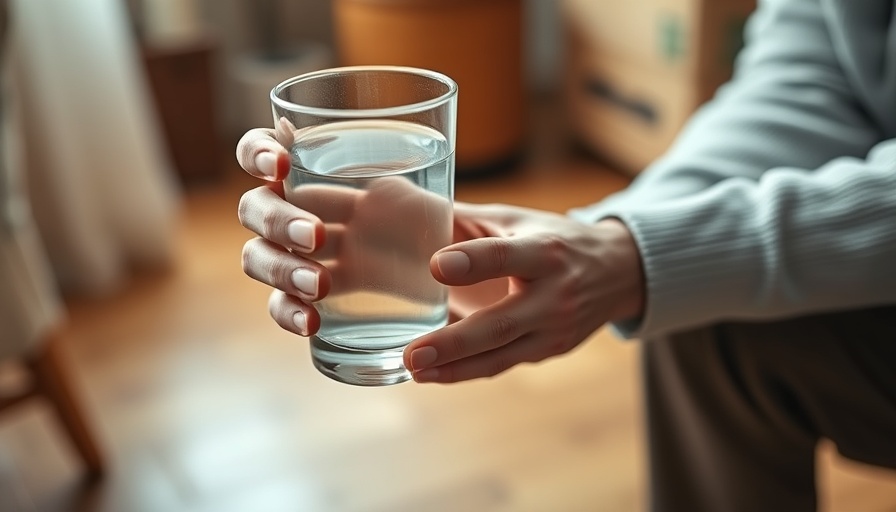 Elderly hands holding water, emphasizing hydration in aging adults.