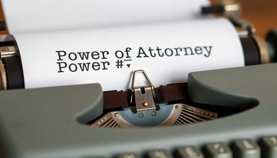 Close-up of typewriter with 'Power of Attorney' text.