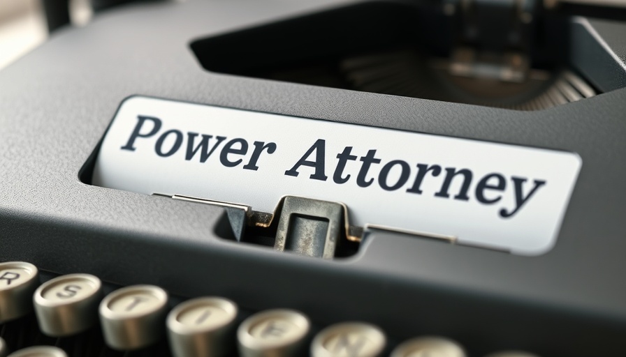Retro typewriter typing 'Power of Attorney', close-up, detailed.