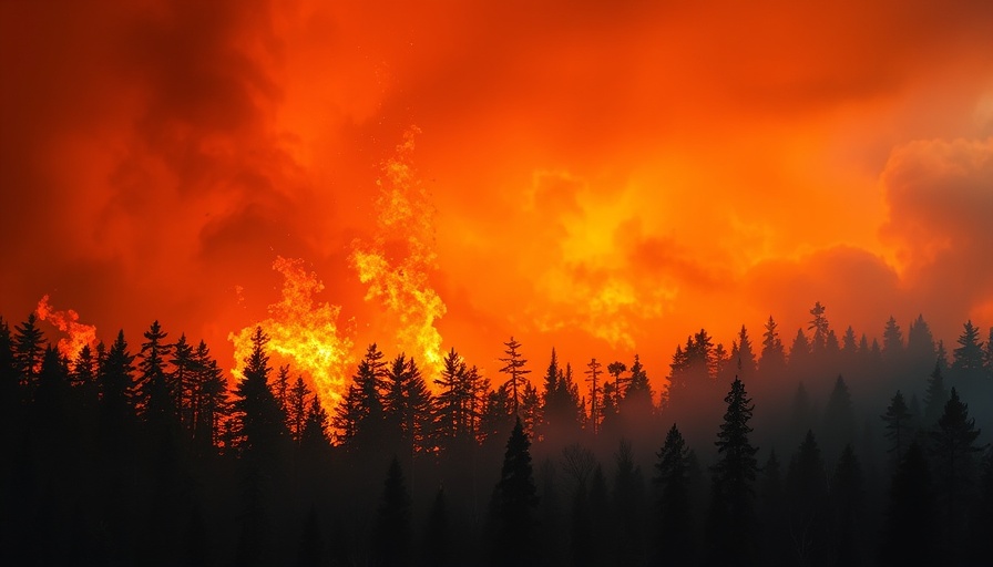 Conceptual forest fire blaze, illustrating wildfire's destructive force.