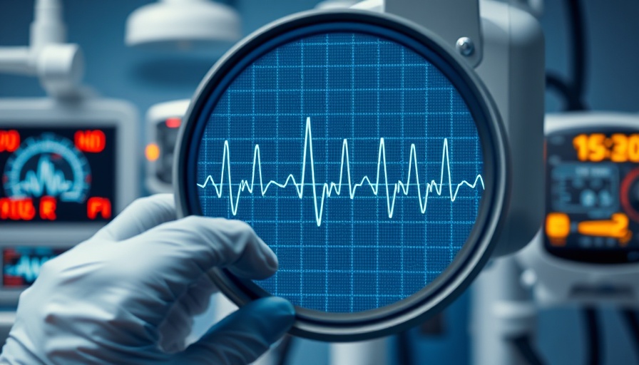 Close-up of ECG strip for remote atrial fibrillation detection.