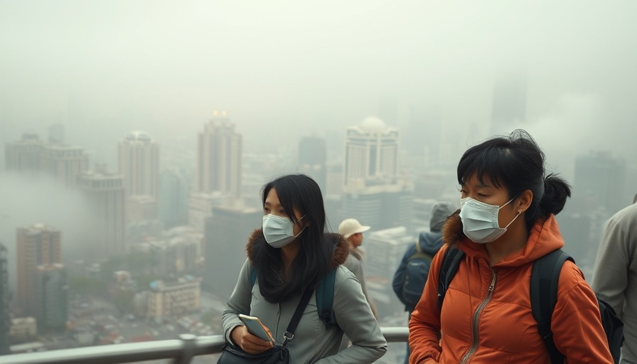 Air quality warnings in western Saskatchewan, cityscape in haze.
