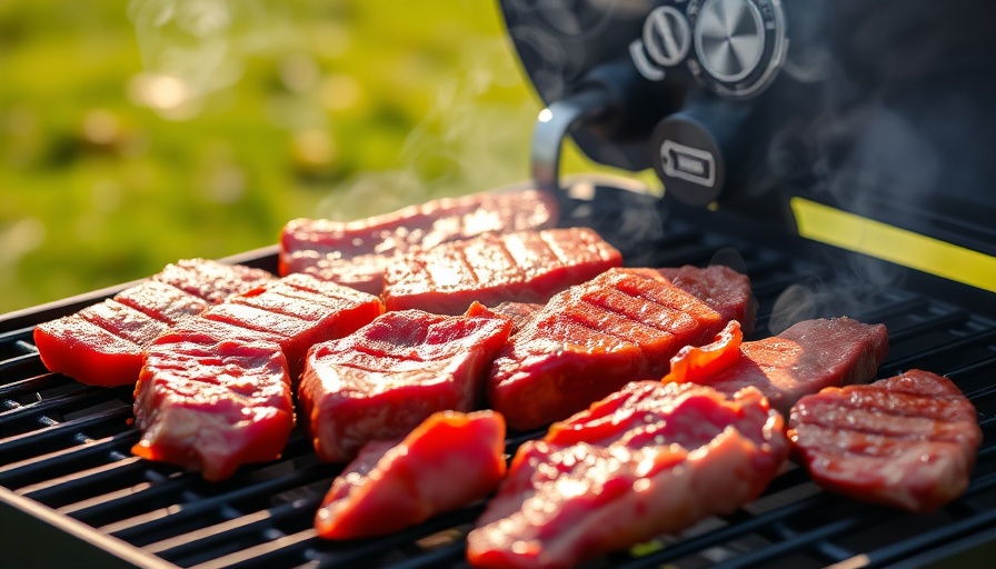 Juicy grilled red meat sizzling on barbecue, does eating red meat raise your cancer risk