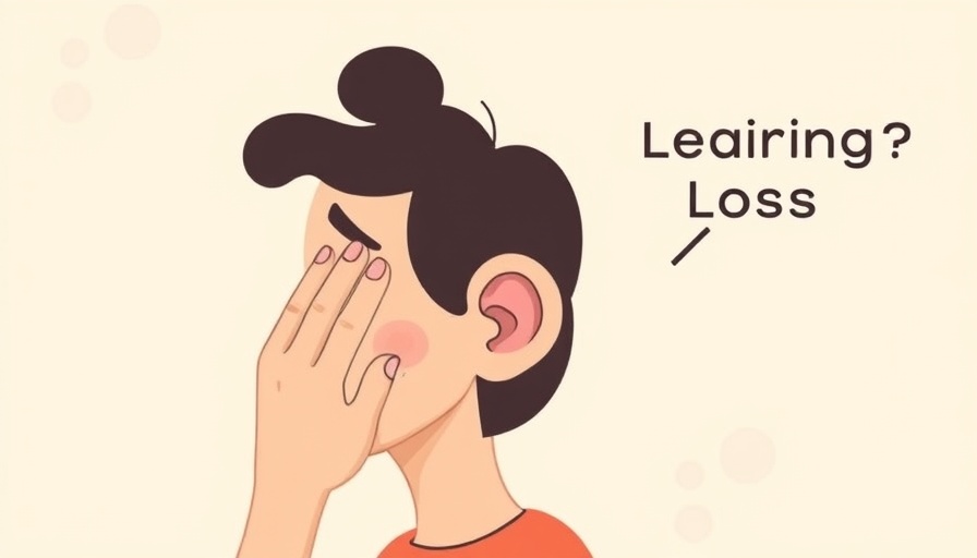 illustration showing hearing loss concept with ear and hand