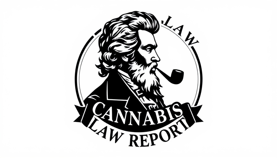 Illustrated cannabis law report logo in vintage style