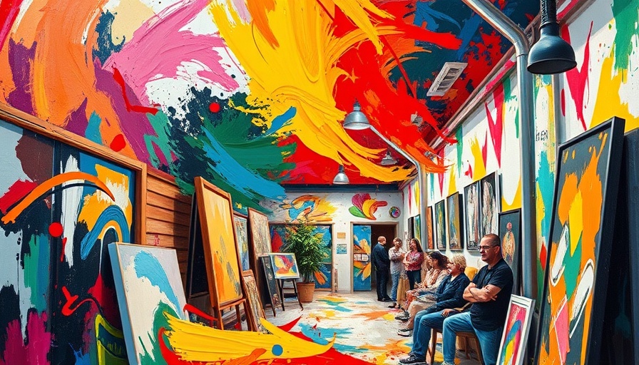 Vibrant abstract art representing Saskatoon's local artists events.
