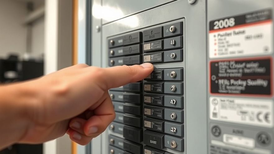 Close-up of 200 amp electrical circuit breaker panel for DIY home repair.