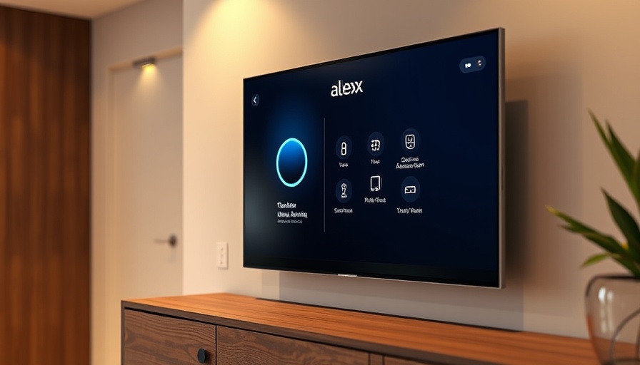 Modern smart home display with Alexa controls for home automation.