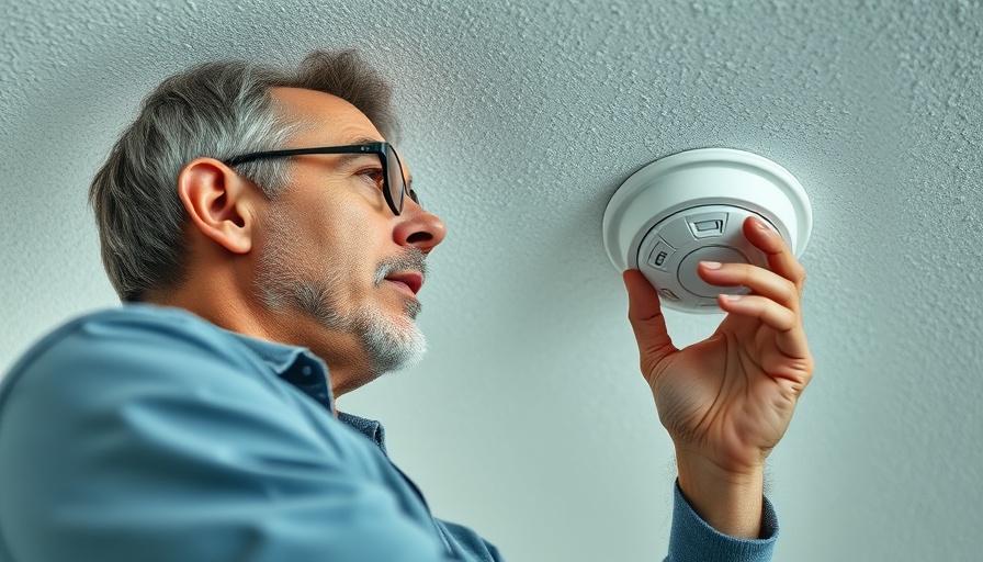Man checking smoke detector, addressing fire alarm going off for no reason.