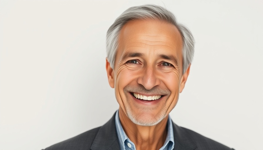 Distinguished older male smiling, Michigan News portrait.
