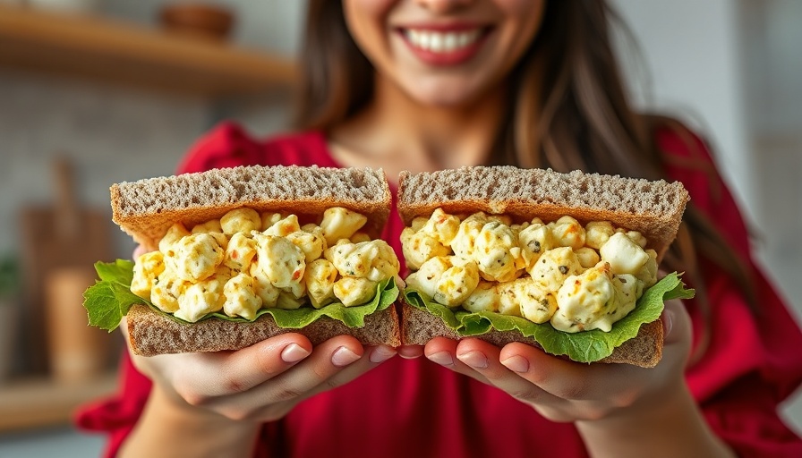 Delicious egg salad sandwich with whole grain bread.