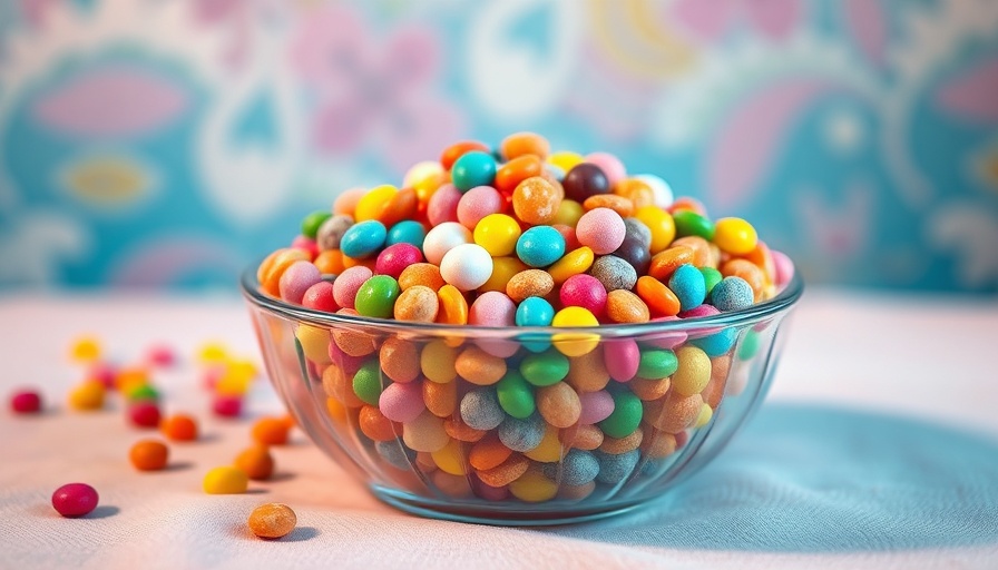 Kid-friendly snack mix with colorful candies creating healthier snacks.