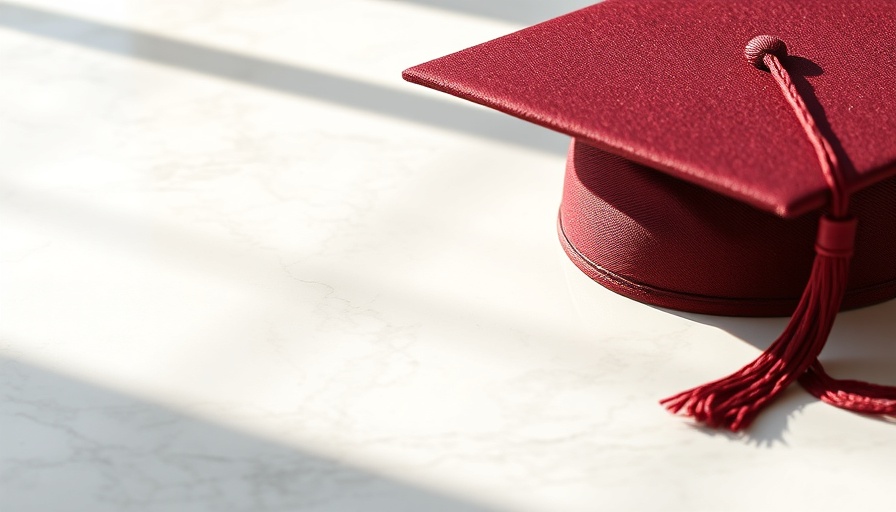 Maroon graduation cap on marble surface related to Michigan college enrollment.
